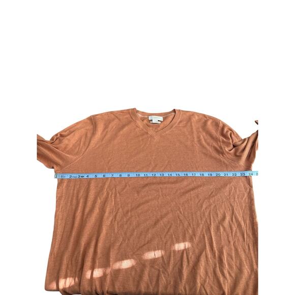Banana Republic Sweater Men's Orange Silk Linen V-Neck Long Sleeve Knit Large - Picture 9 of 11
